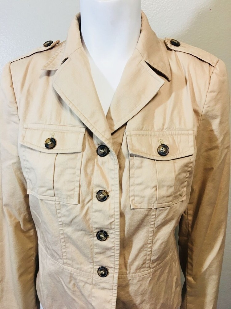 APOSTROPHE Sz 4 Coat Brown Beige Utility Jacket - Picture 2 of 10